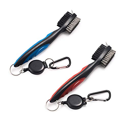 Golf Club Brush Set - Pack of 2 with Retractable Carabiner