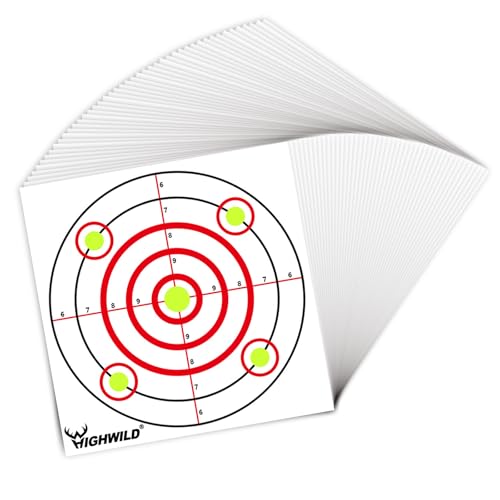 Bullseye Shooting Paper Targets - 11" x 11", 50 Pack for Airsoft & Air Rifles