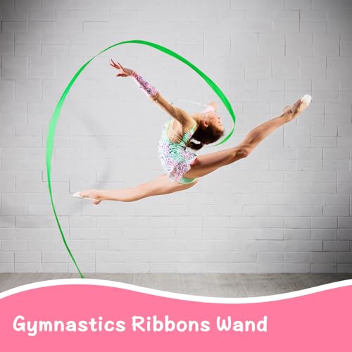 12pcs Rainbow Dance Ribbon Wands - Multicolor Twirling Streamers
