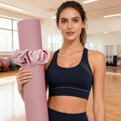 Yoga Mat Scrunchie - Durable Elastic Holder for Standard Mats - Pink