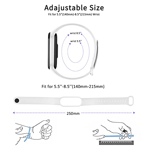Silicone Replacement Bands for Amazfit & Xiaomi Mi Band - Black/White/Grey