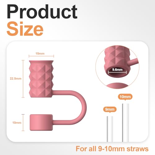 Silicone Straw Covers for 10mm Tumbler Straws - 6 Pack - Multicolor