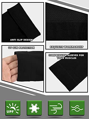 Cooling Arm Sleeves - 4 Pairs, Non-Slip, Black & White