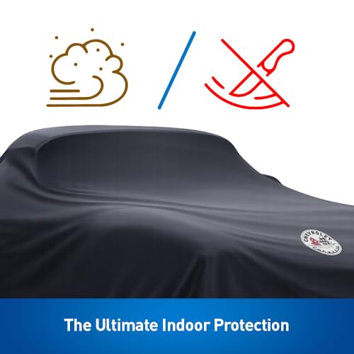 Custom Fit Indoor Car Cover for 1953-1962 Chevrolet Corvette C1 - Black with Official Flags Logo, Includes Storage Bag
