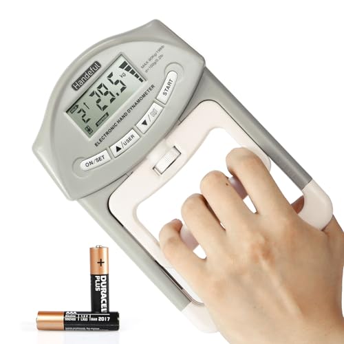 Hand Grip Strength Tester - Electronic Dynamometer, 198Lbs, Grey