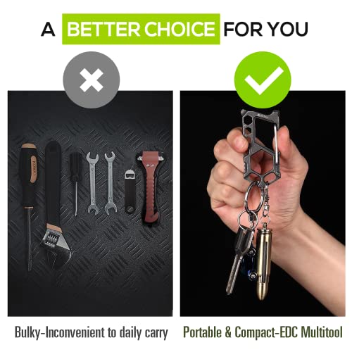 Carabiner Multitool Keychain - 11-in-1 EDC Gear with Clip & Key Loops