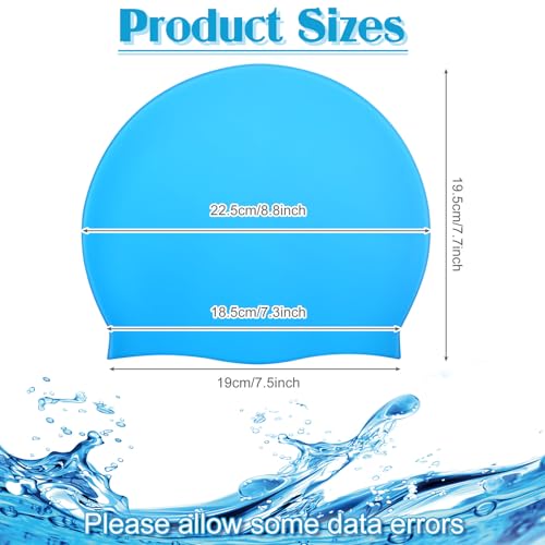 Kids Swim Cap Silicone Long Hair Waterproof for Girls Boys - Pink, Light Blue, Purple