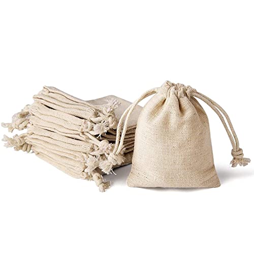 20-Piece Cotton Drawstring Bags - 3x3.7 Inch Small Jewelry & Spice Pouches