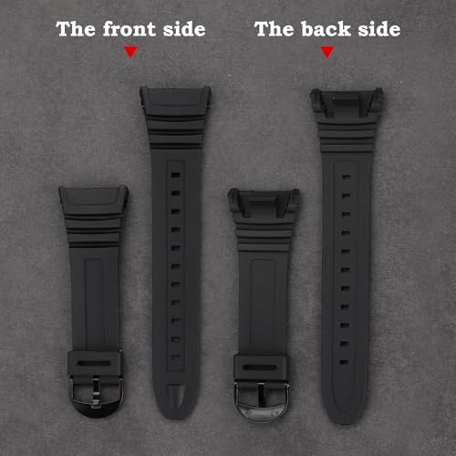 Replacement Watch Band for Casio W-96H - Black Rubber Strap
