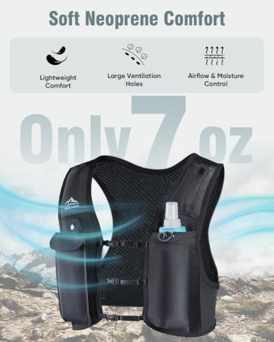 Lightweight Hydration Vest with Touchscreen Pocket - Black, M-L