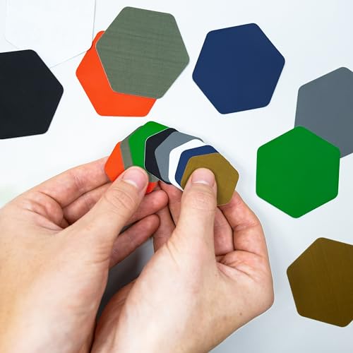 Peel-and-Stick Repair Patches, 2.5" & 1.5" Hex, Black - 8 Count
