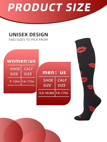 Compression Socks for Women and Men - Lips Red
