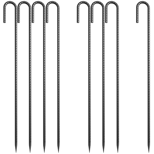 OK5STAR 24 Inch Heavy Duty Rebar Stakes Black 16 Pack - Commercial Grade Ground Anchors for High Wind & Large Structures