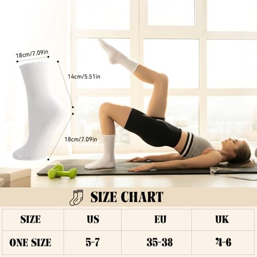 Non-Slip Yoga Socks for Women - Pilates Grip Socks - White