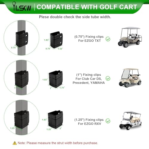 No Drilling Golf Cart Side Mirrors for EZGO, Club Car, Yamaha - Wide View, Foldable
