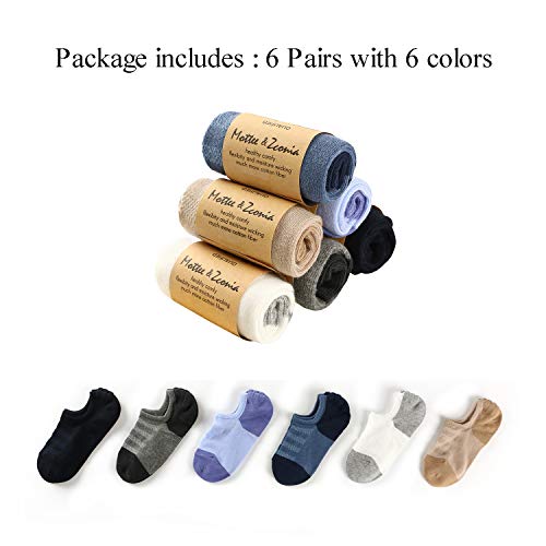 Mottee&Zconia No Show Ankle Socks 6-Pack Mesh Strips for Men, Low Cut Casual Anti-Slip Cotton