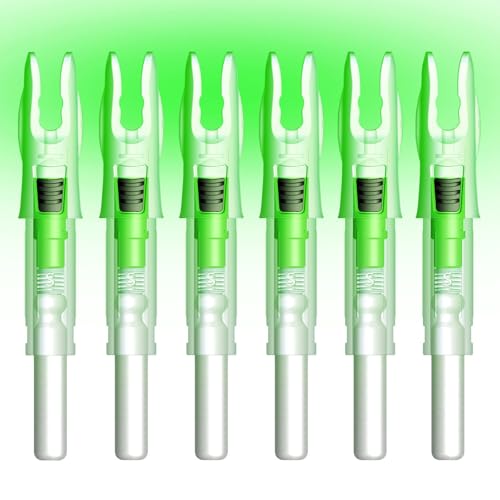 Linpeng Lighted Arrow Nocks GT/.246 Green with ON/OFF Switch - 6 Pack