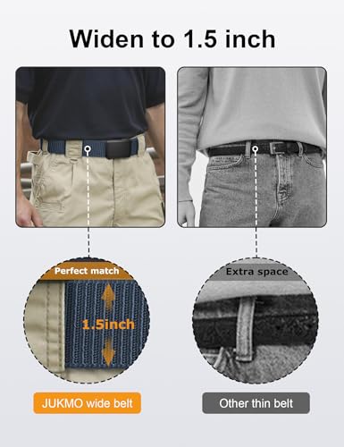 JUKMO Men's 1.5" Nylon Ratchet Belt for Jeans, Blue, Medium (Waist 36-42), Length 49"