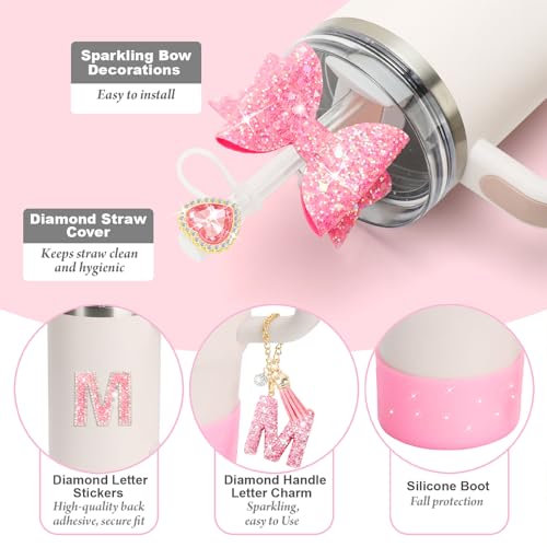 Personalized Sparkly Accessories Set for Stanley Cups - 5pcs