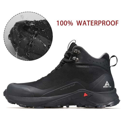 HUMTTO Men's Waterproof All-Terrain Hiking Boots - 9.5 Black