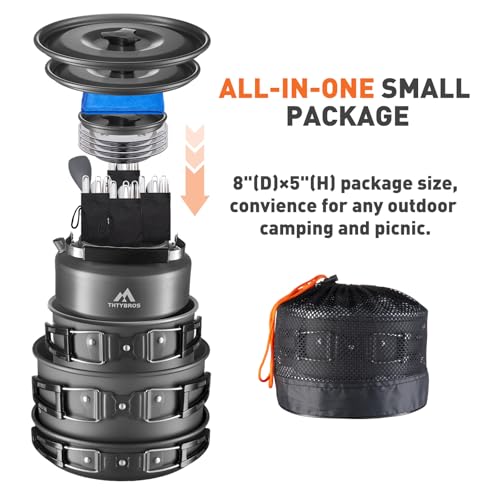 Black 27-Piece Camping Cookware Set for 2-4 People | Portable Kitchen with Kettle, Pots, Pans & Utensils