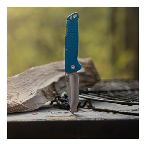 SOG Adventurer LB 3-Inch Folding Knife Nordic Blue/Satin, CRYO Steel, Lock-Back, Portable Outdoor Tool