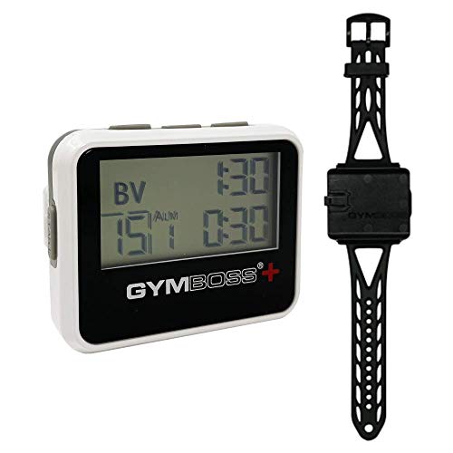 Gymboss PLUS Interval Timer & Stopwatch with Watch Strap - White/Gray