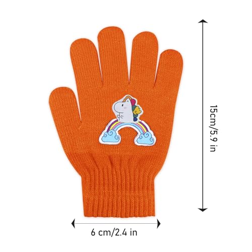 6 Pairs Kids' Winter Gloves - Stretchy Warm Knit Gloves - Color 10