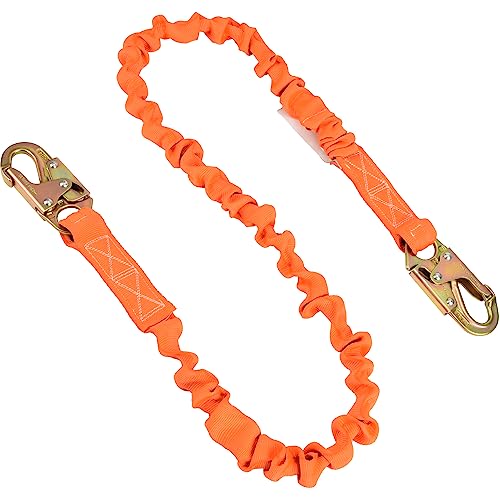 6-Foot Internal Shock Absorbing Safety Lanyard with Double Forging Snap Hook Connectors ANSI Z359.13-2013 Compliant Fall Protection Equipment (1 Pack)