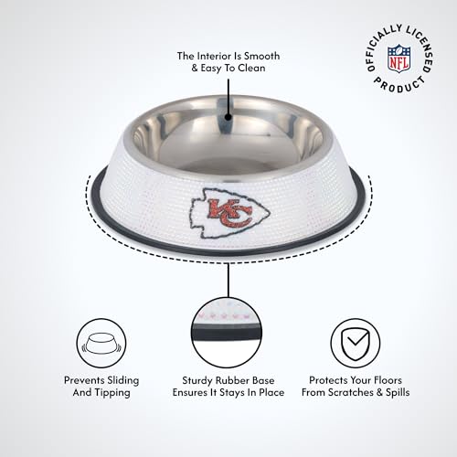 Kansas City Chiefs Bling Team Logo Stainless Steel Pet Bowl