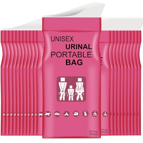 Pink Disposable Urine Bags with Absorbent Pad 24 Pack - Travel & Emergency Use