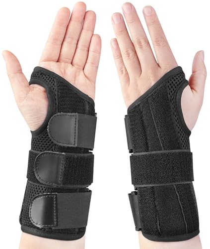 Wrist Brace for Carpal Tunnel - Adjustable Left Hand Support, Black