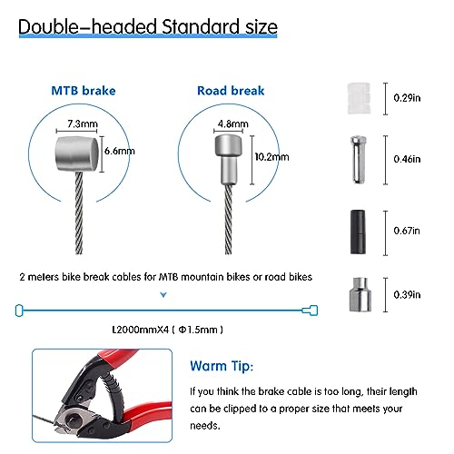 4PCS Universal Bicycle Brake Cable Set - 2M Long MTB/Road