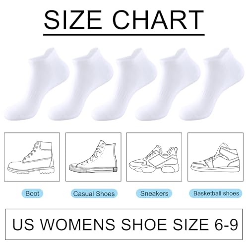 Ankle Socks for Women - Lightweight Breathable Low Cut - 7 Pairs White