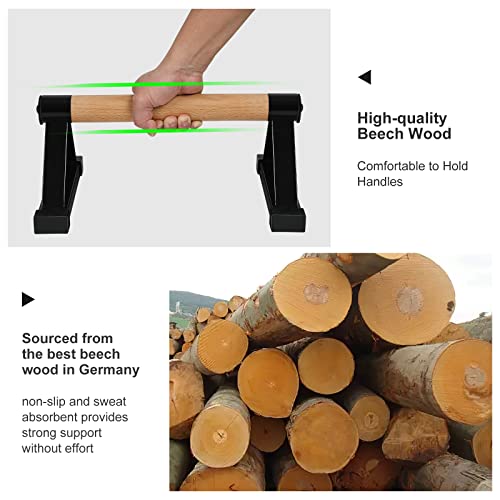 Wood Push Up Bars - Anti-Slip Handstand Parallettes - Black