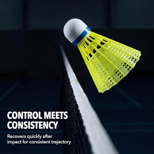 Nylon Badminton Shuttlecocks - 12 Pack Yellow for Indoor & Outdoor Sports