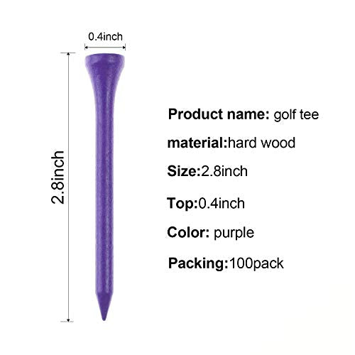Wooden Golf Tees - 2-3/4 Inch, Pack of 100 - Purple