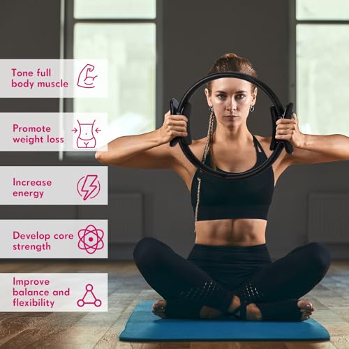 Pilates Ring - 11.81 Inch Black Yoga Circle for Resistance Training