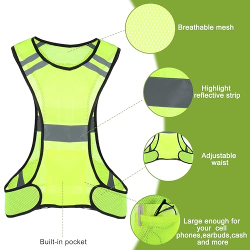 High Visibility Reflective Running Vest - Green Lightweight Safety Gear