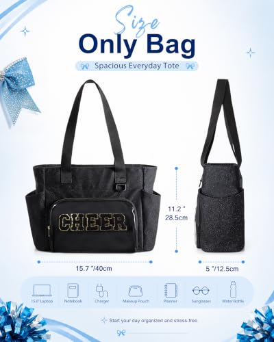 Trahzia Glitter Cheer Tote Bag with 15.6-Inch Laptop Compartment - Large Capacity Sports & Cheerleading Bag