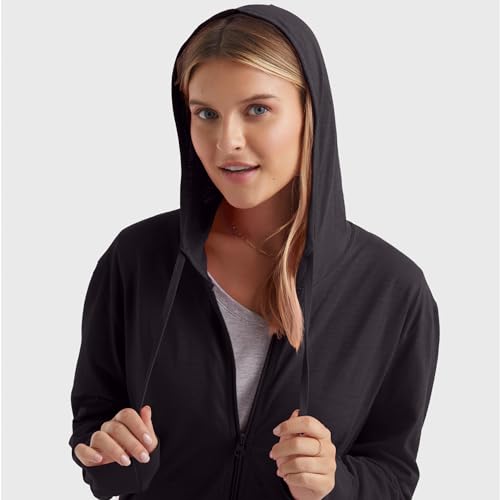 Lightweight Women's Full Zip Hoodie - Soft Cotton Zip Up Jacket