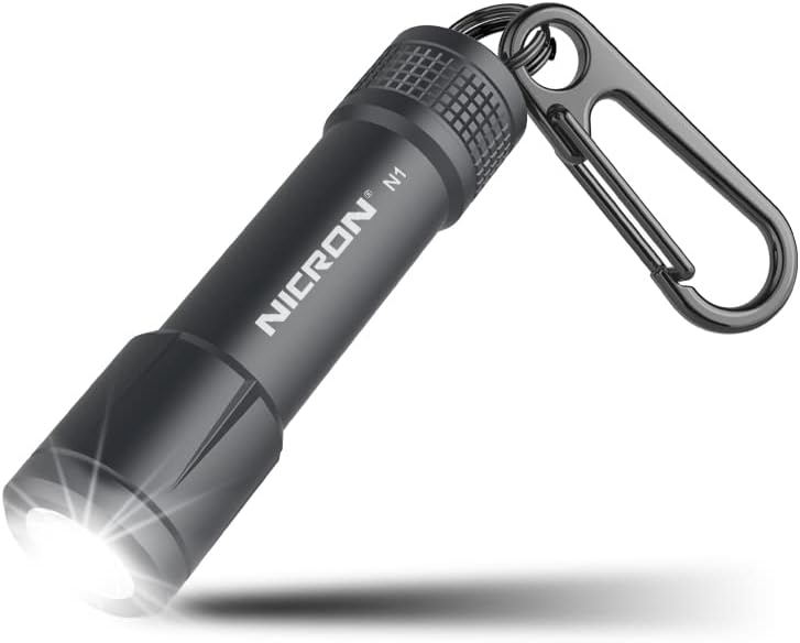 NICRON EDC Keychain Flashlight N1 - Mini LED Light | IPX7 Waterproof, Portable Design for Outdoor Use (Grey)