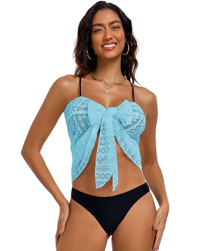 Women's Lace Beach Sarong Wrap Coverup - Blue