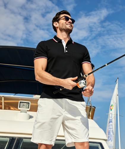ZITY Men's XX-Large Black Polo Shirt with Pocket – Moisture-Wicking Collared Golf & Casual Top