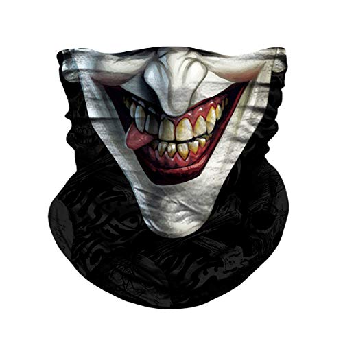 Skull Face Mask Neck Gaiter UV Sun Dust Headwear - Black & Joker