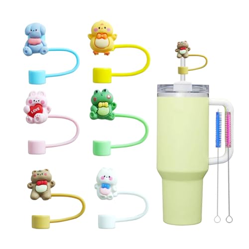 Cute Animal Silicone Straw Covers - 6Pcs 10mm for Stanley Cup
