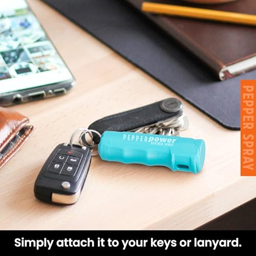 Pepper Spray Keychain - 0.4oz Teal Self Defense Spray