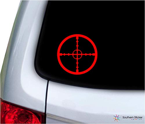 Rifle Hunting Decal - Cross Hairs Gun Scope 3.9x3.9 inches - Red
