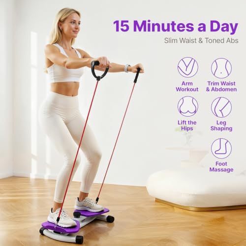 Waist Twister Machine - 300 lbs Capacity, Core Ab Exercise, Purple