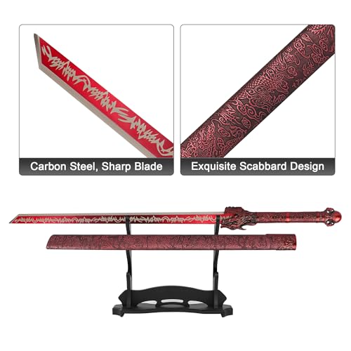 YAXAZA Red Dragon Exorcism Japanese Katana Sword Unsharpened Full Tang Collection